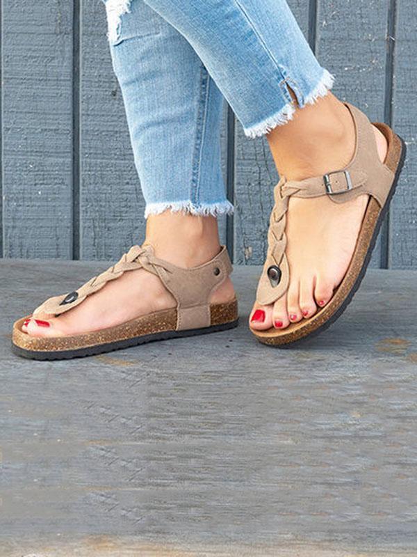 Casual Solid Toe Low-heel Sandal Shoes
