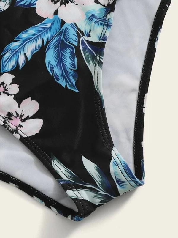 Split-Joint Floral-Print One-Piece Swimwear