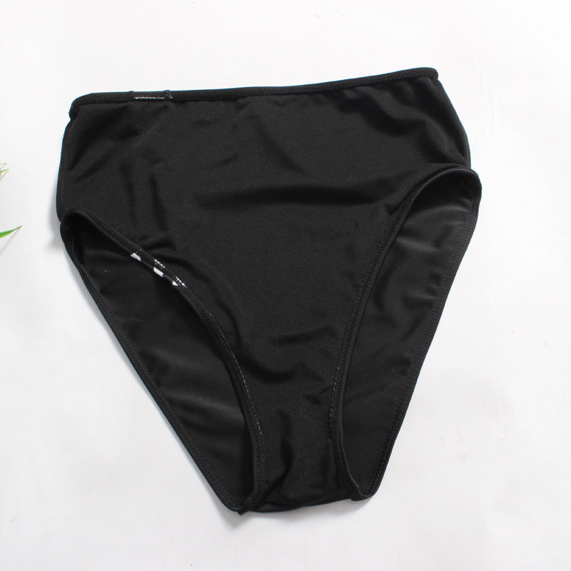big size fat woman black and white flat color high waist BIKINI SWIMSUIT