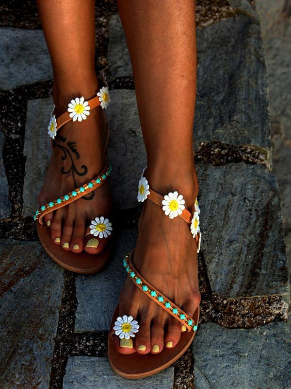 Pretty Flower Flat Sandals