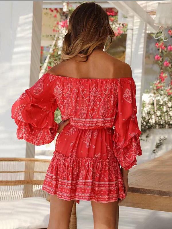 Off-the-shoulder Bandage Long Sleeve Mini Dress