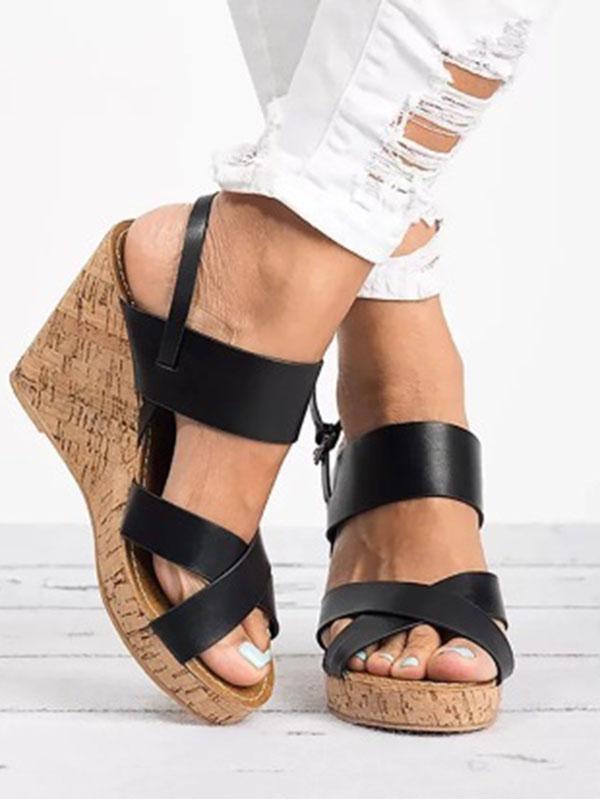 Fashion Slipsole Open-toe High Wedge Heels Sandals Shoes