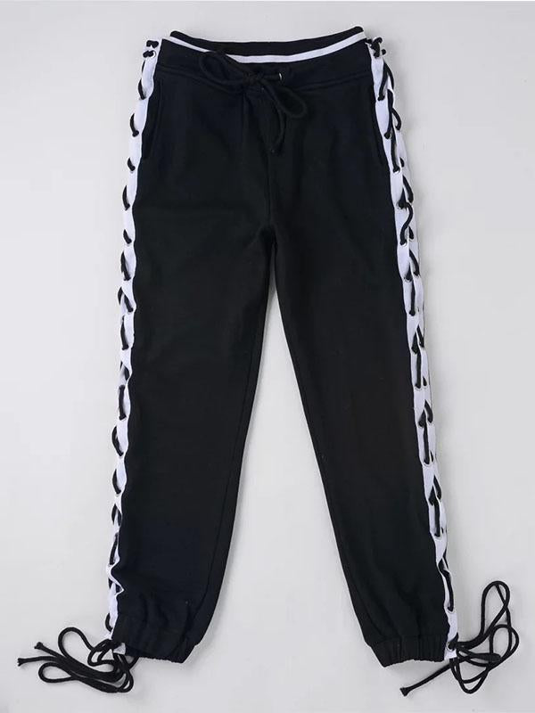 Contrast Color Hollow Loose Casual Pants Bottoms