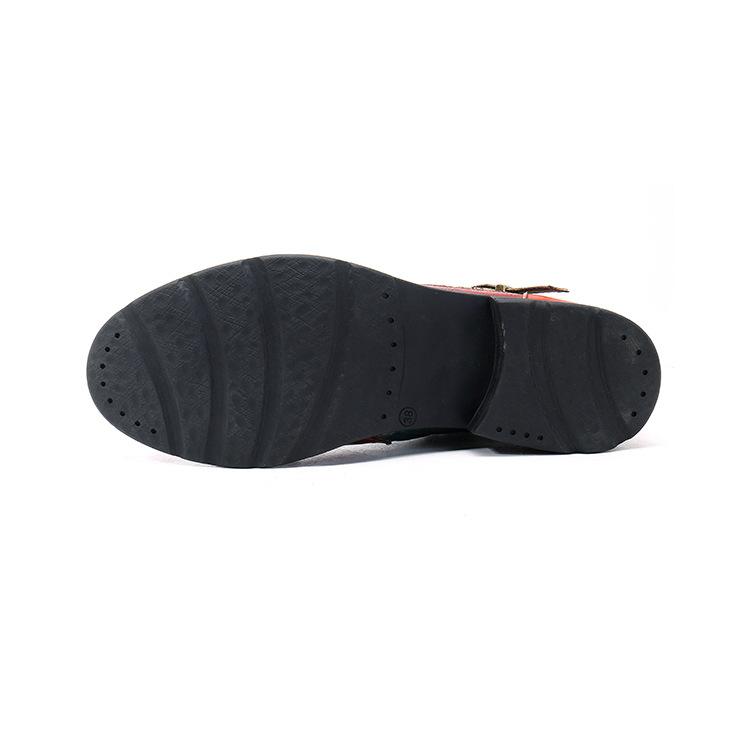 Plant Textured Leather Craft Flat Casual Booties