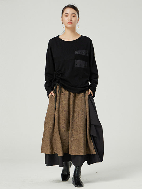 Vintage Tiered Elasticity Waist Loose Skirts