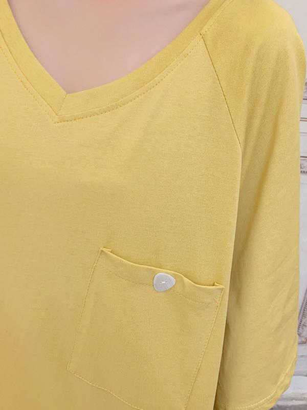 Original Solid V-Neck Dress