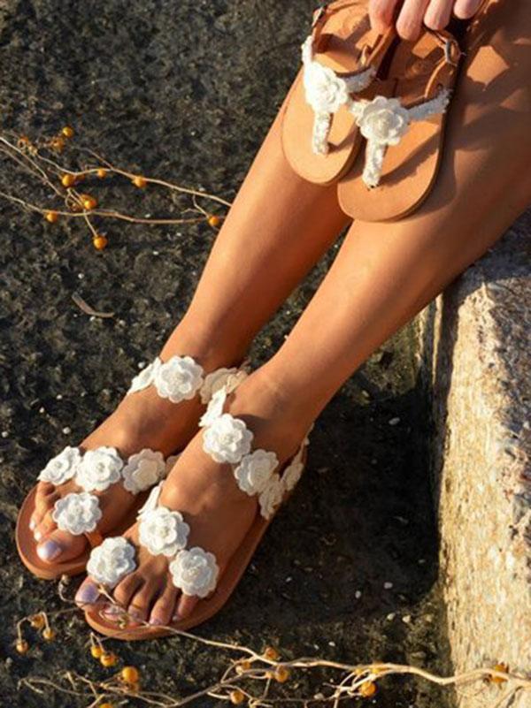 Fashion Flower Beach Flats Sandals