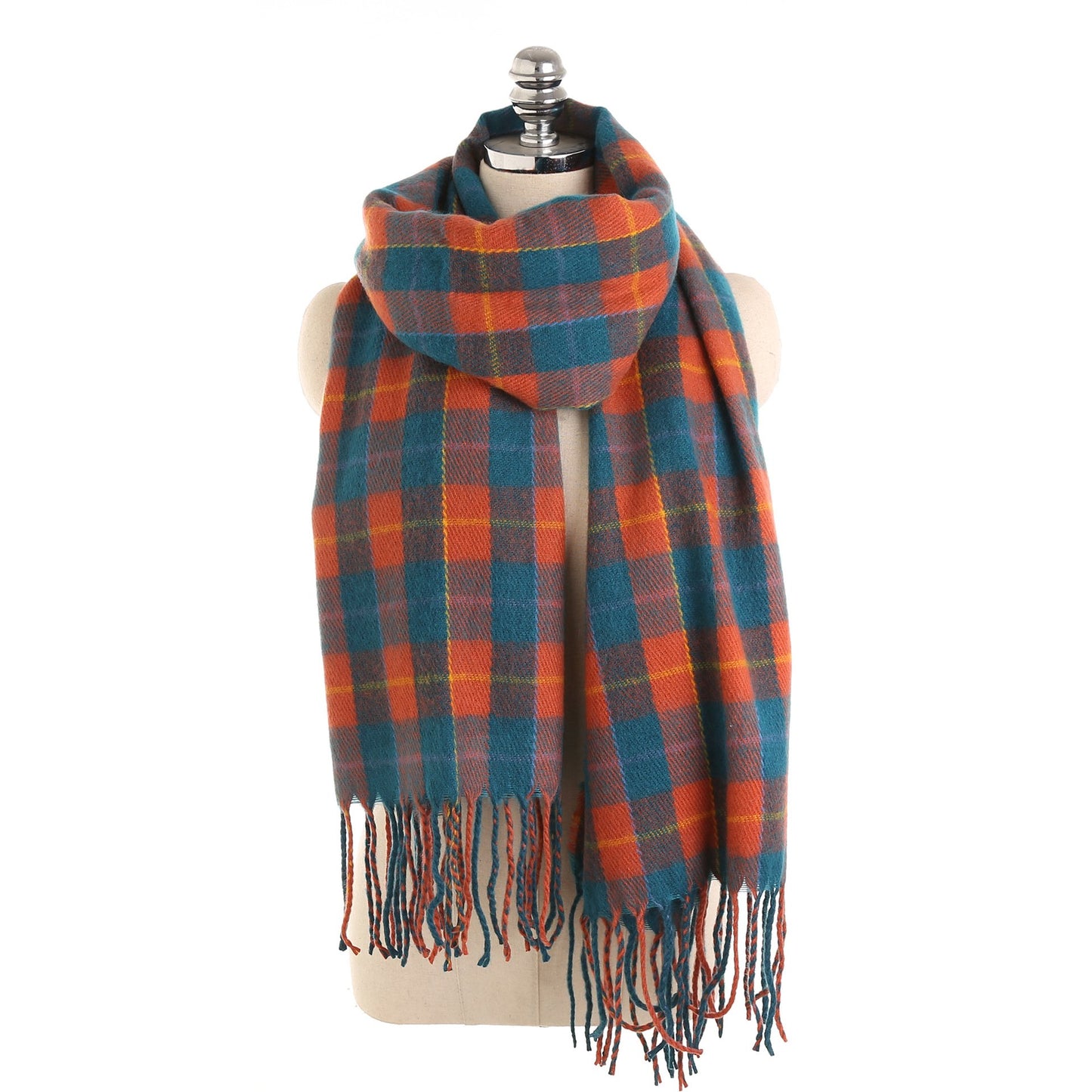 Couple thick warm wool cashmere plaid shawl scarf