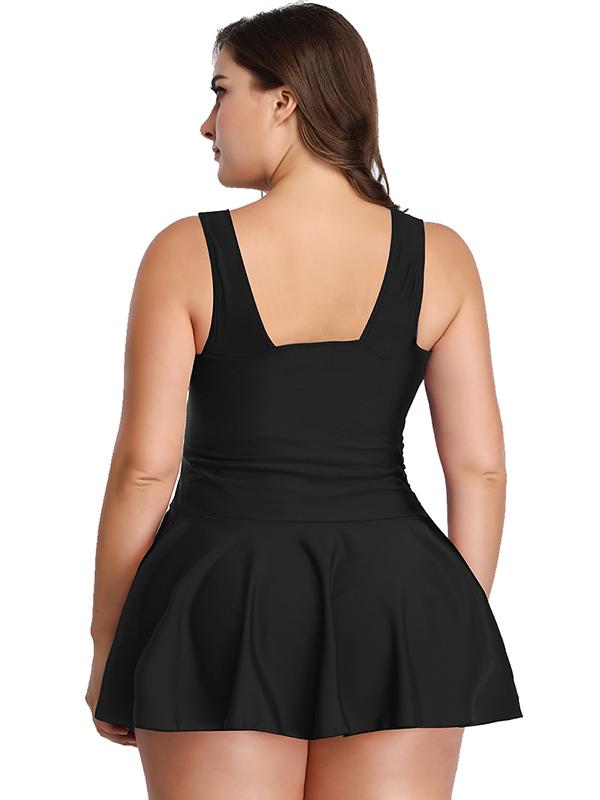 Printed&Plain Plus Size Tankini