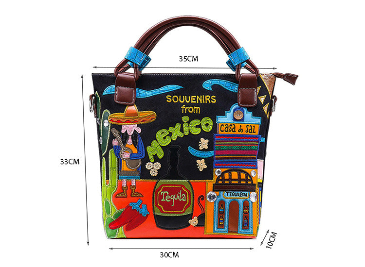 retro portable handmade embroidery canvas bag