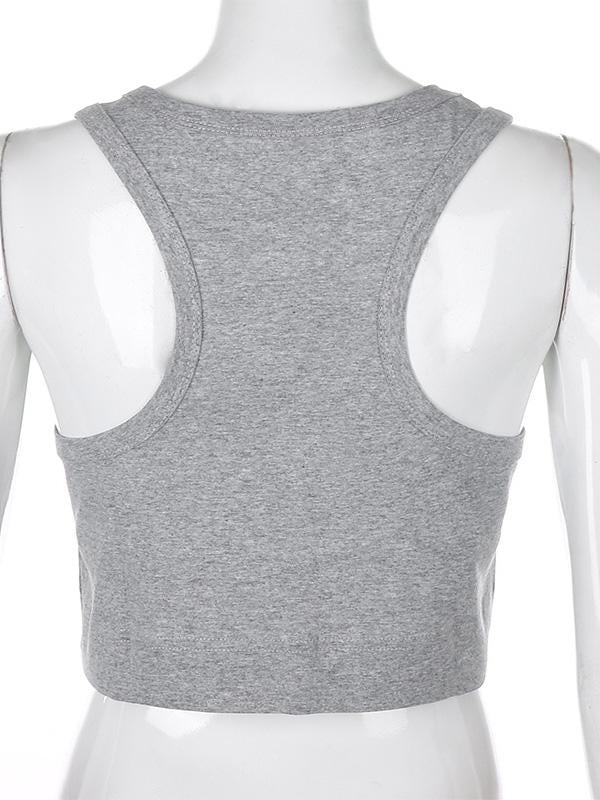 Casual Loose Solid Color Sports Tanks