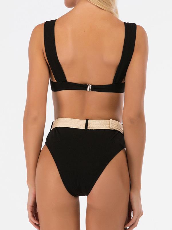 Strapless Sash Split Type Bikini Swimsuit