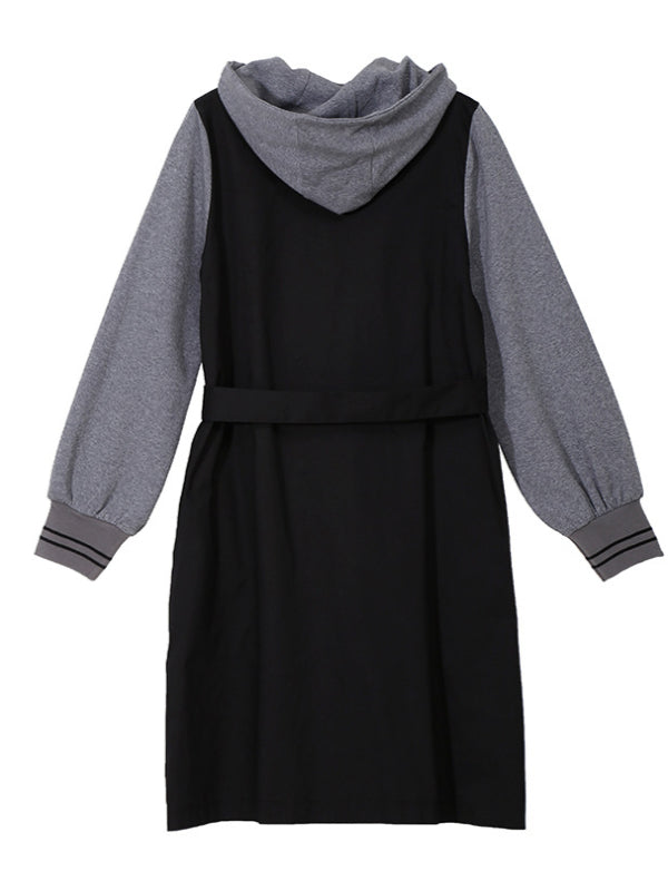 False Two High-low Split-joint Hoodie Mini Dress