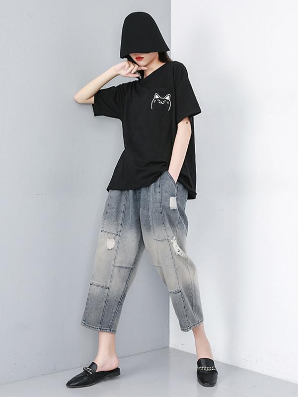 Loose Wide-leg Split-joint Harem-pants