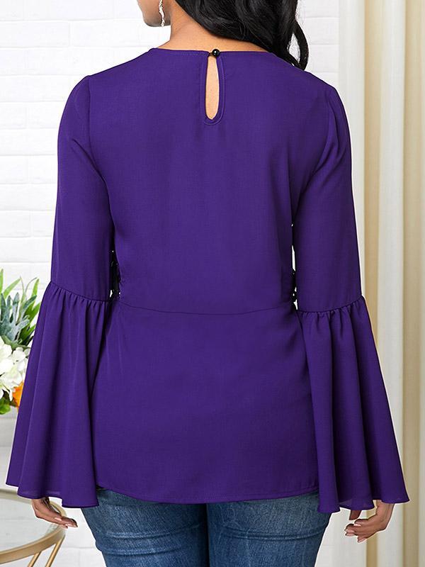 Vintage Bandage Flared Sleeves Blouses&Shirts Tops