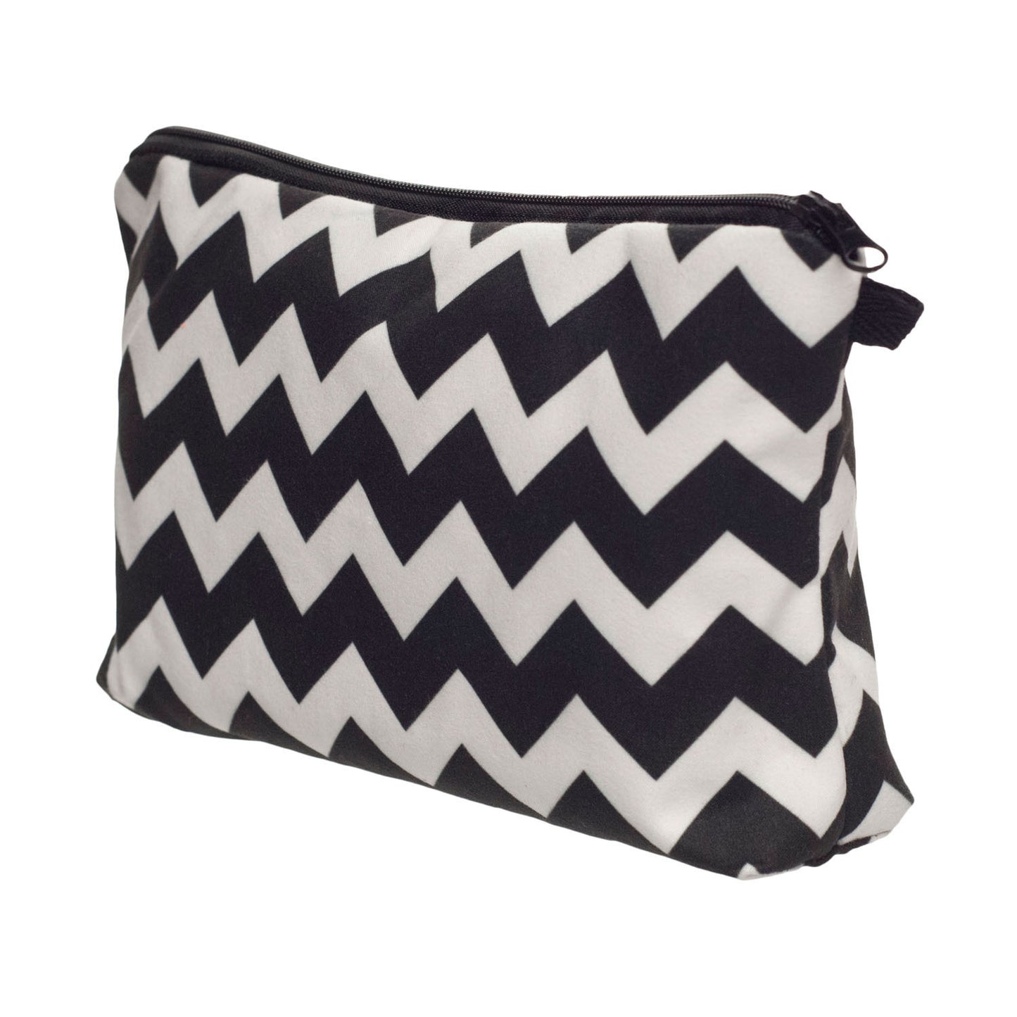 Printed make up bag with black and white stripes