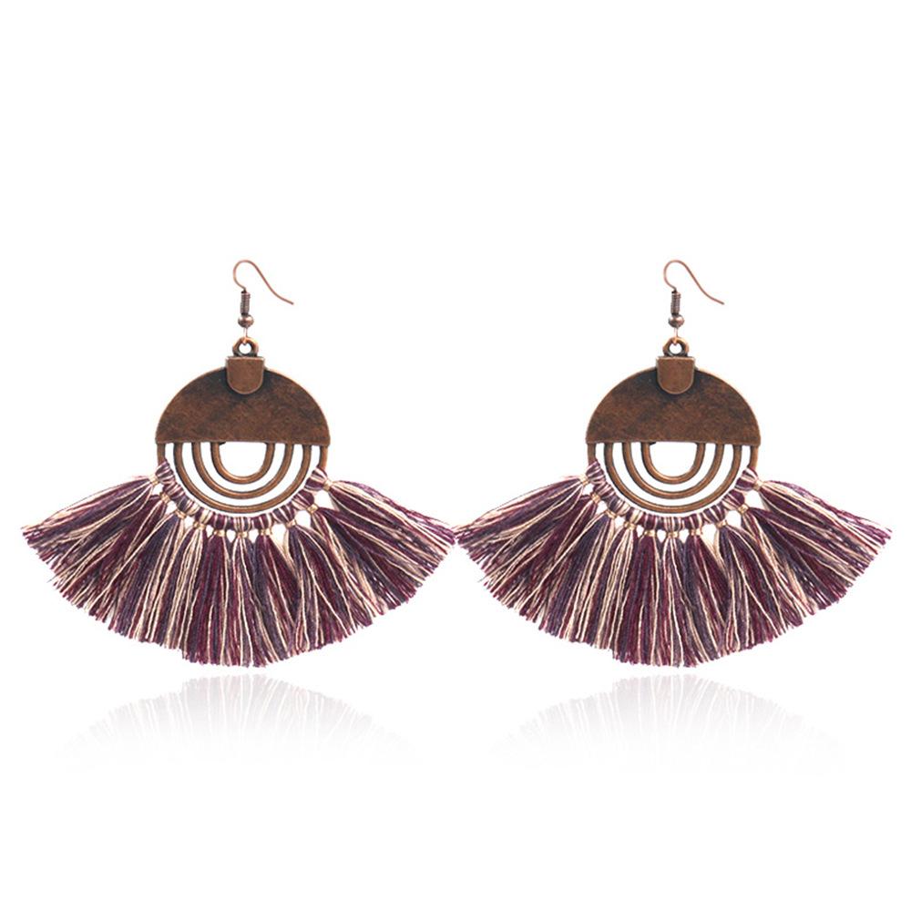 8 color bohemian Personality fan-shaped tassel earrings