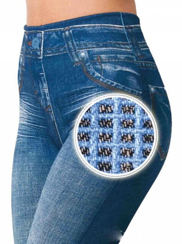 Plus Size Imitation Cowboy Printed Leggings