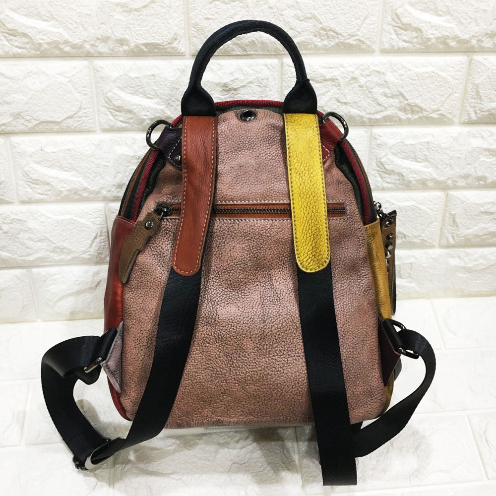 Leather Vintage Women's handbag hand painted shoulder bag