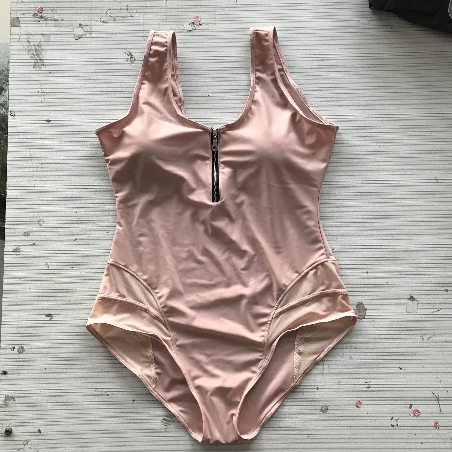 Large swimsuit with front zipper fat ONE-PIECE SWIMSUIT