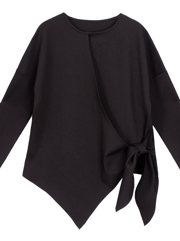 SOLID LONG SLEEVE BOWKNOT T-SHIRT