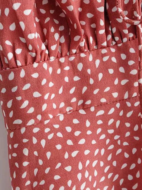 Off-the-shoulder Polka-Dot Ruffled Collar Mini Dresses