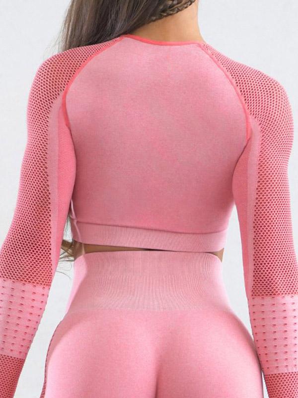 Mesh Hollow Bare Midriff Quick-dry Yoga Tee