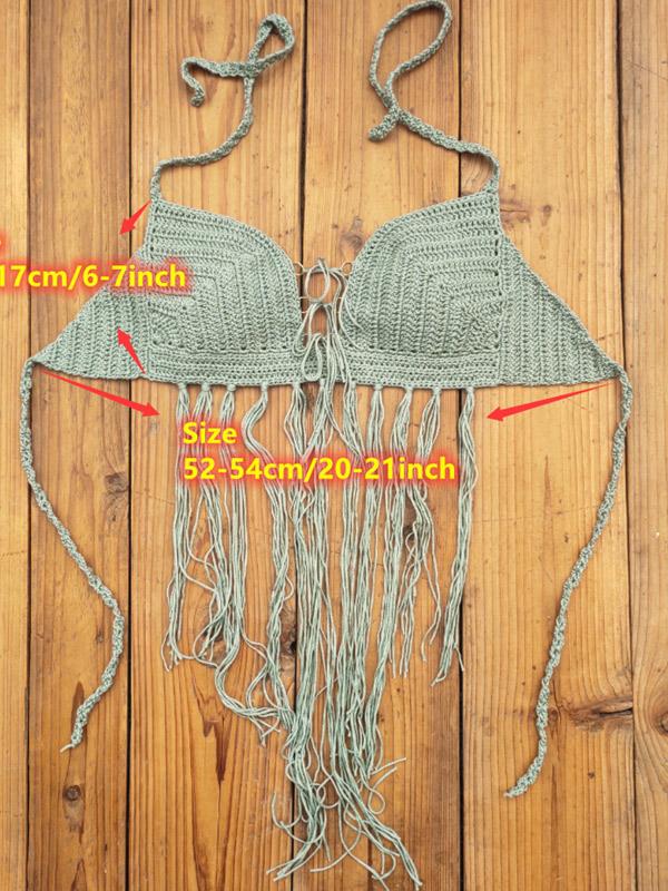 Crochet Tasseled Bikini Top