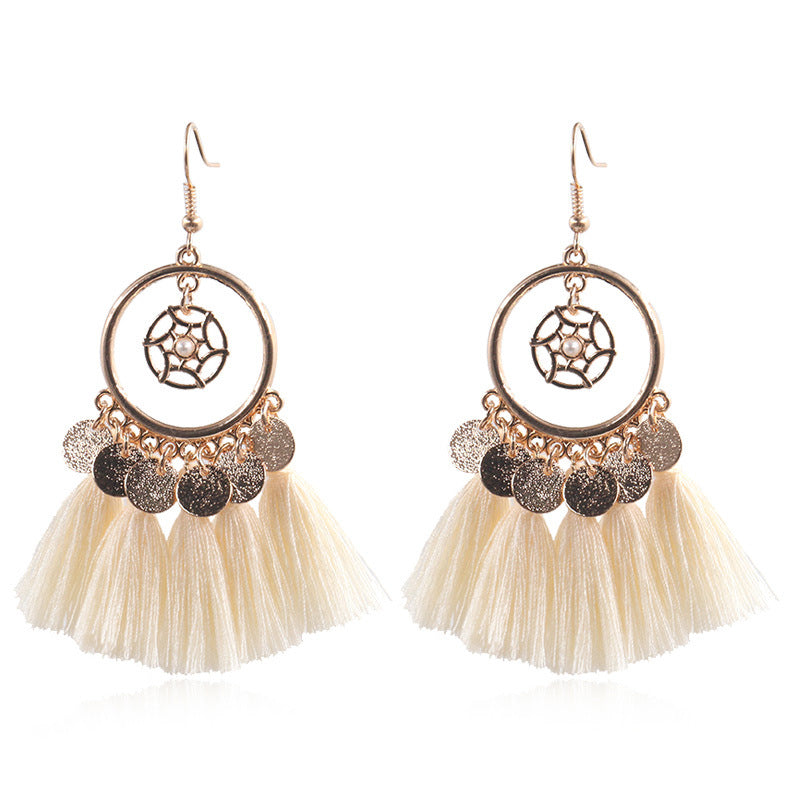 Round fashion tassel earrings