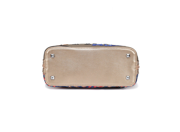 Splicing contrast color creative multi-function woven simple shoulder bag