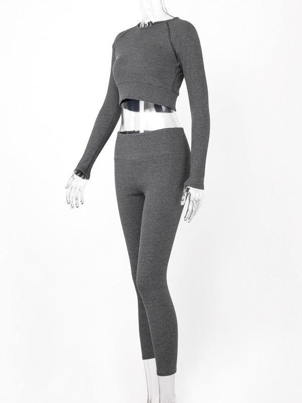 Solid Sports Tee& Fitness Leggings Suits