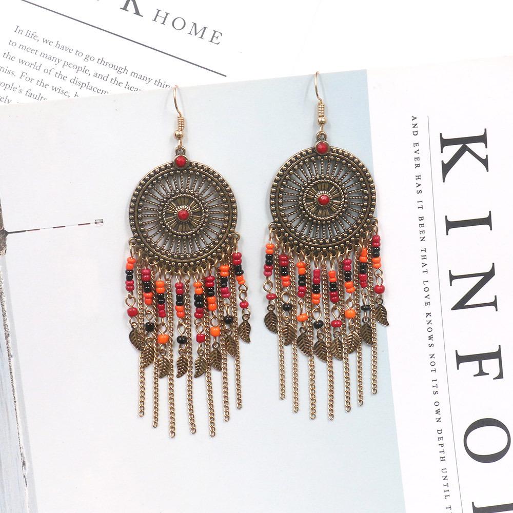 Big round hollow flowers alloy earrings