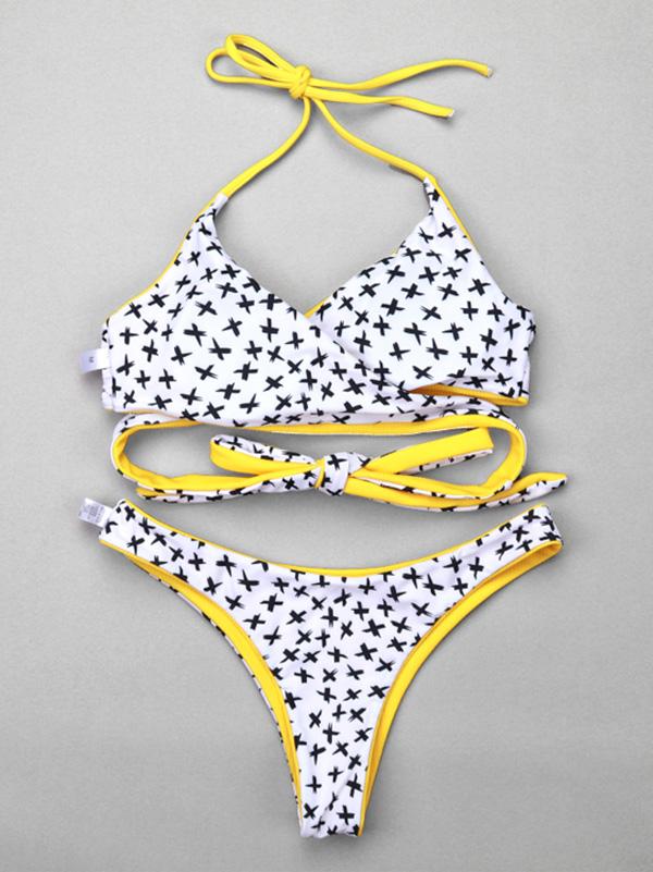 Ribbed Crisscross Adjustable Bikinis Swimwear