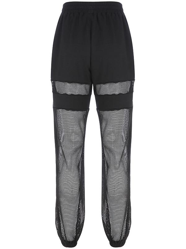 Mesh Hollow Printed Track Pants