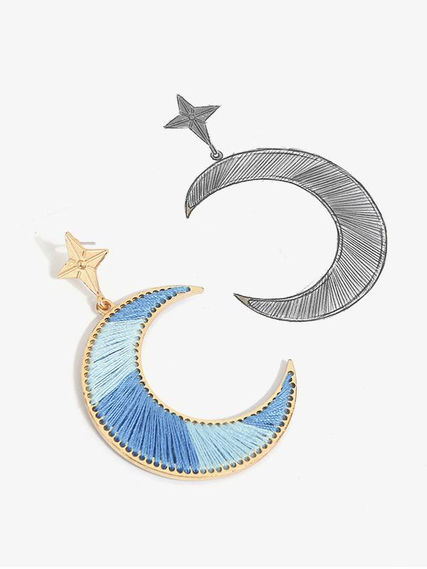Split-color Crescent Knitting Earrings