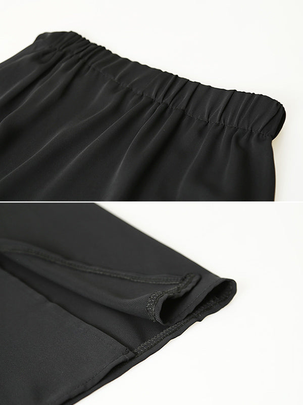 Original Solid Irregularity Split-Side A-Line Skirt