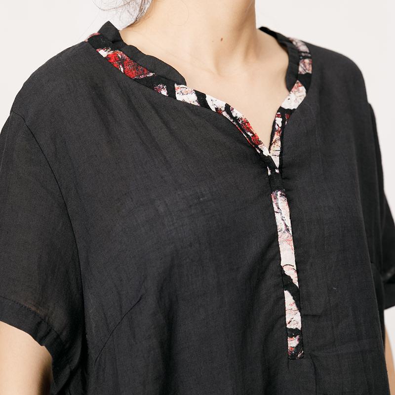 Abstract Print Spliced Loose Straight Dress