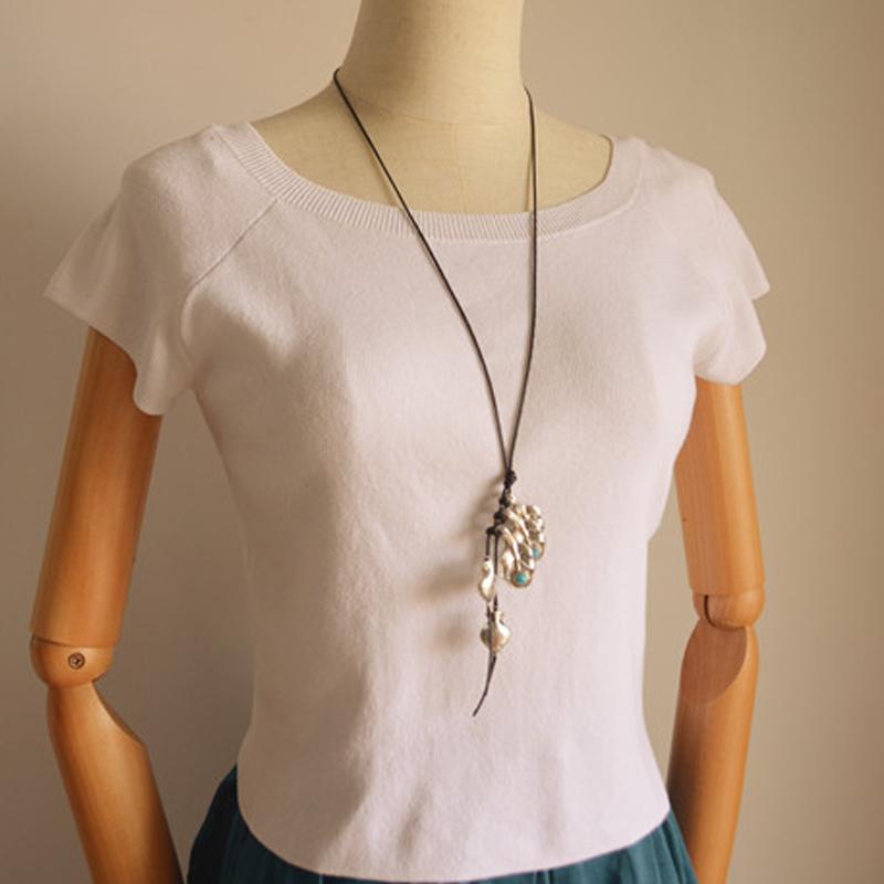 Alloy Retro Fish And Leaves Female Necklace