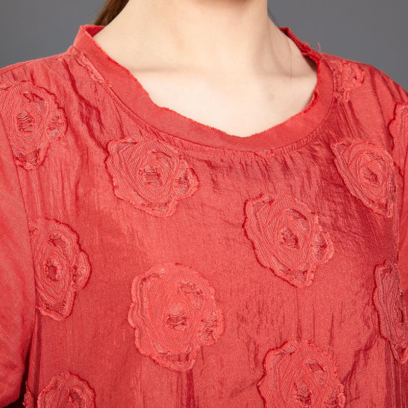 Applique Floral High Low Hem Casual Dress