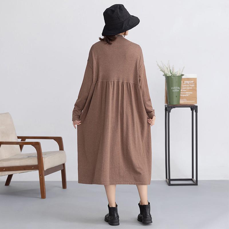 Autumn Winter Pure Color Simple Sweater Dress