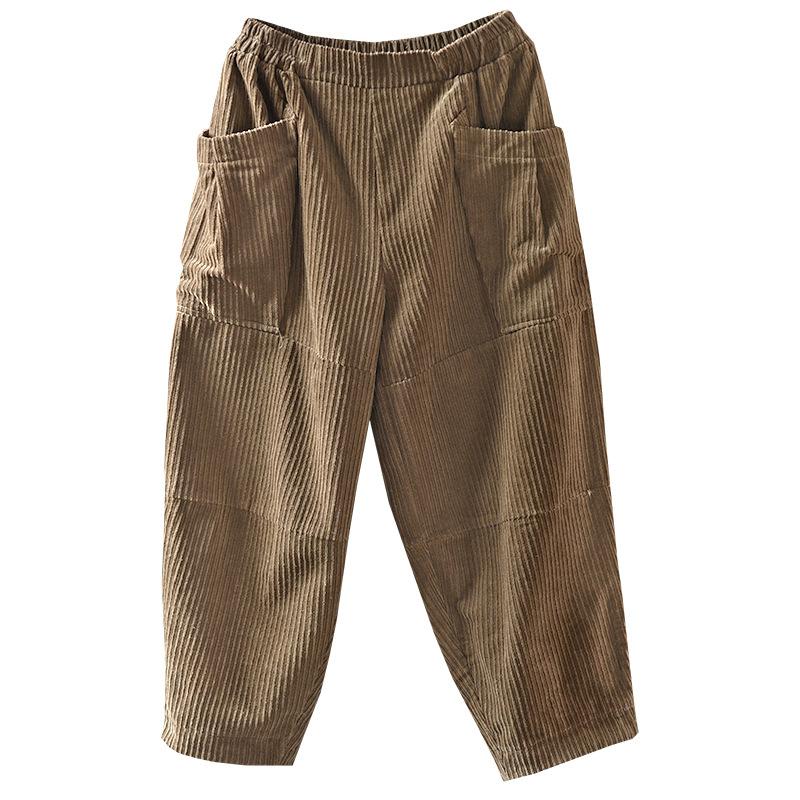 Autumn Winter Retro Corduroy Solid Color Pants