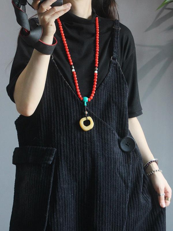 Autumn Winter Striped Velvet Suspender Dress