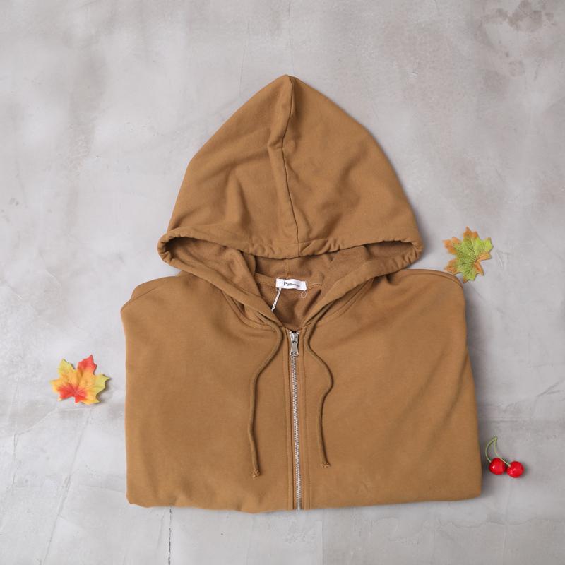 Batwing Sleeve Solid Color Loose Zipper Hoodie