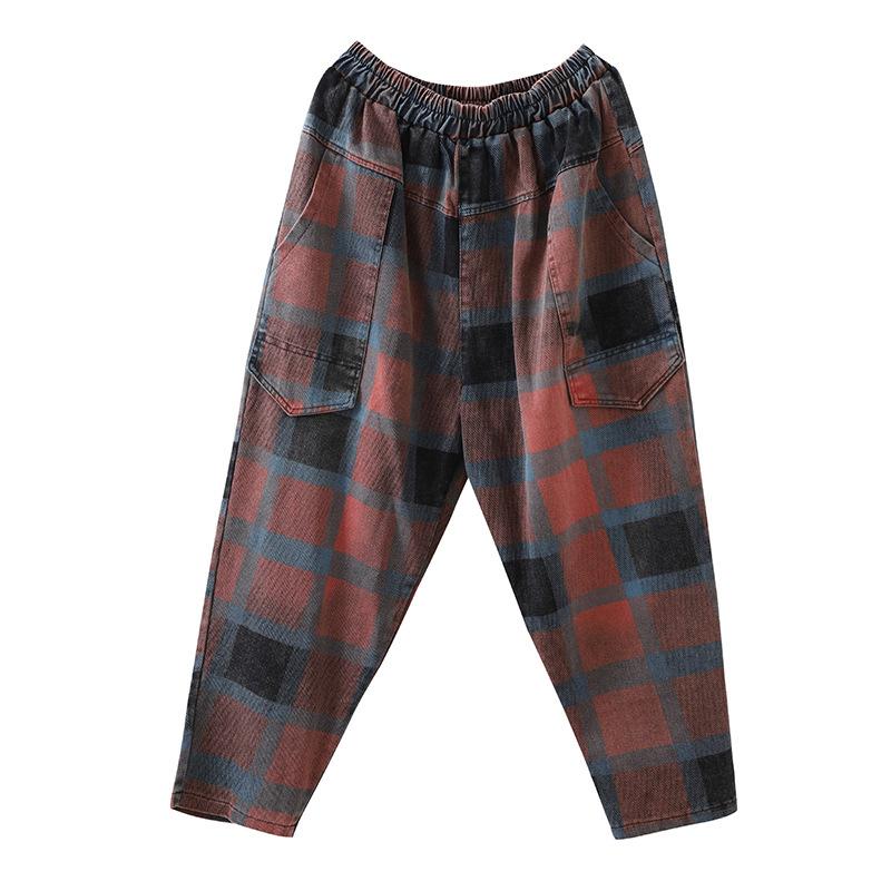 Big Pockets Loose Printed Casual Harem Jeans