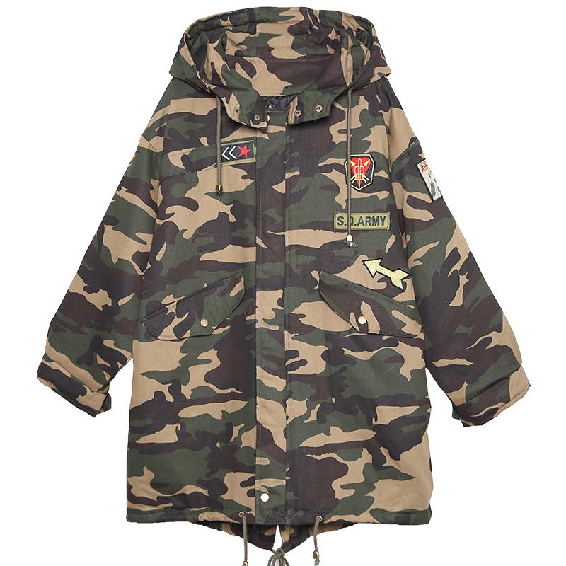 Casual Camouflage Patchwork Hooded Coat