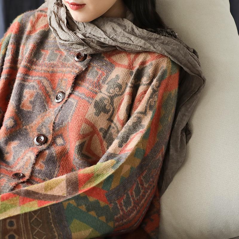 Casual Colored Printed Comfortable Knit Coat