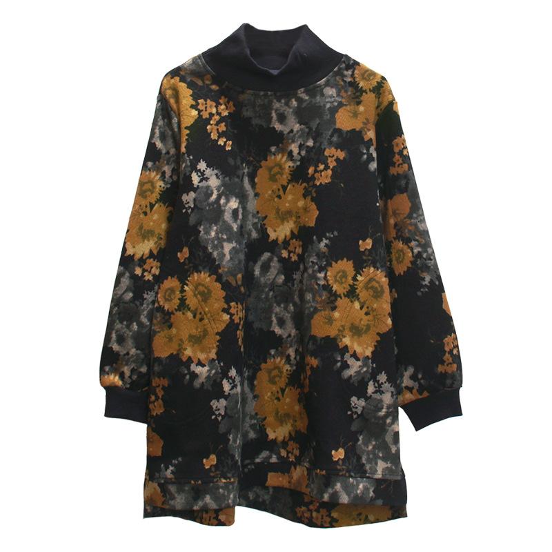 Casual Floral Printed Pullover Loose Sweatshirt