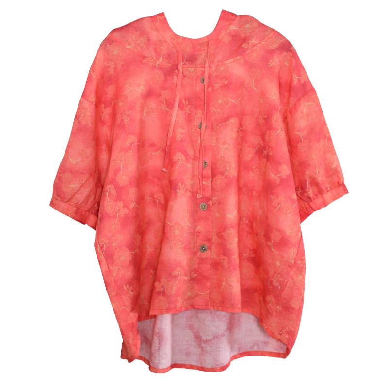 Casual Loose Drawstring Printed Hooded T-Shirt