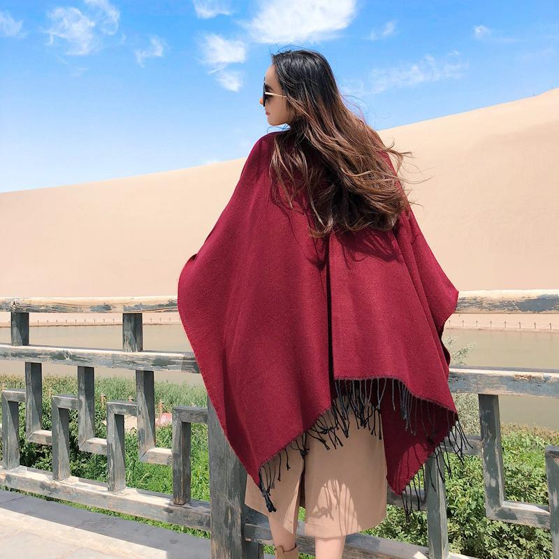 Casual Patch Pocket Jacquard Warm Shawl