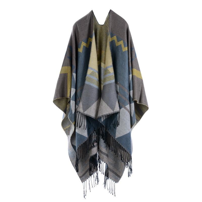 Casual Printed Tassel Thick Warm Shawl